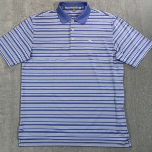 Peter‎ Millar Summer Comfort Mens Large Blue Stripe Golf Polo Shirt